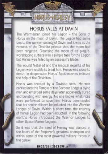 Horus falls at Davin